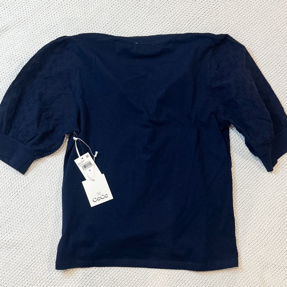 CeCe Elegant Navy Blouse - Picture 4 of 7